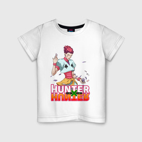 Детская футболка хлопок с принтом Хисока Hunter x Hunter в Новосибирске, 100% хлопок | круглый вырез горловины, полуприлегающий силуэт, длина до линии бедер | anime | hunter | hunter x hunter | zoldyck | аниме | зодиак | охотник | охотники | хисока