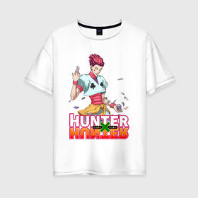 Женская футболка хлопок Oversize с принтом Хисока Hunter x Hunter в Новосибирске, 100% хлопок | свободный крой, круглый ворот, спущенный рукав, длина до линии бедер
 | anime | hunter | hunter x hunter | zoldyck | аниме | зодиак | охотник | охотники | хисока