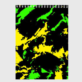 Скетчбук с принтом Желто-зеленый в Новосибирске, 100% бумага
 | 48 листов, плотность листов — 100 г/м2, плотность картонной обложки — 250 г/м2. Листы скреплены сверху удобной пружинной спиралью | Тематика изображения на принте: casual | neon | pattern | абстрактный | брызги | граффити | грязь | зелень | камуфляж | кислотный | краска | красочный | мазки | маскировка | милитари | неоновый | отпечаток | пятна | пятнистый | разноцветный