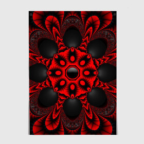 Постер с принтом Красный цветок в Новосибирске, 100% бумага
 | бумага, плотность 150 мг. Матовая, но за счет высокого коэффициента гладкости имеет небольшой блеск и дает на свету блики, но в отличии от глянцевой бумаги не покрыта лаком | драгоценные камни | драгоценный камень | красный | неон | тёмный | цветок | черный