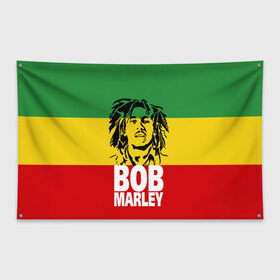 Флаг-баннер с принтом Bob Marley в Новосибирске, 100% полиэстер | размер 67 х 109 см, плотность ткани — 95 г/м2; по краям флага есть четыре люверса для крепления | bob | bob marley | движение | музыка | рэгги | свобода | стиль | счастье | ямайка
