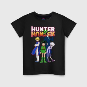 Детская футболка хлопок с принтом Hunter x Hunter в Новосибирске, 100% хлопок | круглый вырез горловины, полуприлегающий силуэт, длина до линии бедер | anime | hunter x hunter | аниме | гон фрикс | манга | охотник х охотник | хантер хантер | хантеры