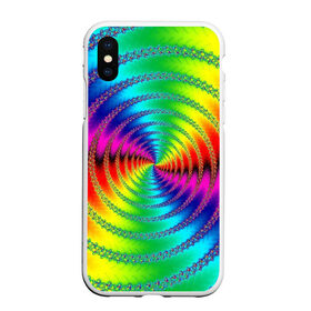 Чехол для iPhone XS Max матовый с принтом Цветной гипноз в Новосибирске, Силикон | Область печати: задняя сторона чехла, без боковых панелей | насыщенные цвета | радуга | спираль | цвет | цвета | яркие цвета | ярко