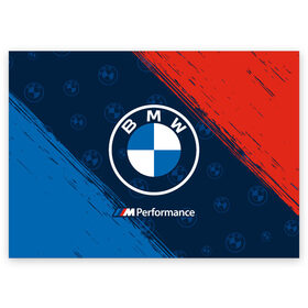 Поздравительная открытка с принтом BMW / БМВ в Новосибирске, 100% бумага | плотность бумаги 280 г/м2, матовая, на обратной стороне линовка и место для марки
 | 2020 | auto | b m w | bmv | bmw | car | logo | moto | performance | power | series | sport | авто | б м в | бмв | игра | игры | иьц | лого | логотип | марка | машина | мото | мотоцикл | павер | перфоманс | серии | серия | символ | спорт