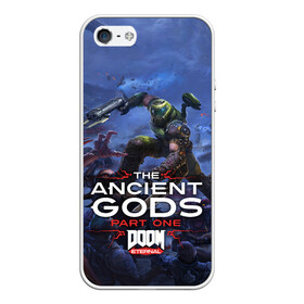 Чехол для iPhone 5/5S матовый с принтом Doom Eternal The Ancient Gods в Новосибирске, Силикон | Область печати: задняя сторона чехла, без боковых панелей | demon | dlc | doom | doom slayer | doomguy | eternal | games | the ancient gods | демон | древние боги | дум | игры | палач рока