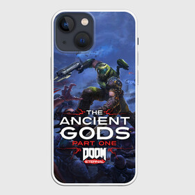 Чехол для iPhone 13 mini с принтом Doom Eternal The Ancient Gods в Новосибирске,  |  | demon | dlc | doom | doom slayer | doomguy | eternal | games | the ancient gods | демон | древние боги | дум | игры | палач рока