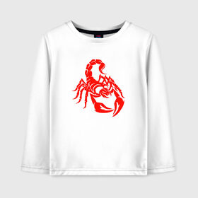 Детский лонгслив хлопок с принтом Scorpio в Новосибирске, 100% хлопок | круглый вырез горловины, полуприлегающий силуэт, длина до линии бедер | scorpio | знак зодиака скорпион | принт знак зодиака скорпион | принт на футболке скорпион | принт скорпион | скорпион | скорпион на футболке