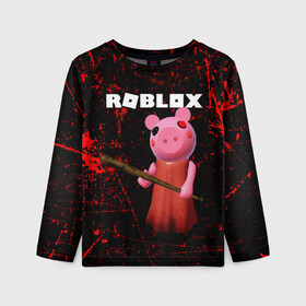 Детский лонгслив 3D с принтом ROBLOX PIGGY - СВИНКА ПИГГИ в Новосибирске, 100% полиэстер | длинные рукава, круглый вырез горловины, полуприлегающий силуэт
 | pig | piggy | roblox | игра | компьютерная игра | логотип | онлайн | онлайн игра | пигги | поросенок | роблакс | роблокс | свинка | свинья
