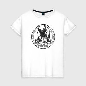 Женская футболка хлопок с принтом Сибирь. Дух России в Новосибирске, 100% хлопок | прямой крой, круглый вырез горловины, длина до линии бедер, слегка спущенное плечо | горы | дикая природа | енисей | медведь | патриот | природа | россия | саяны | сибирь | тайга