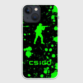 Чехол для iPhone 13 mini с принтом CS:GO logo в Новосибирске,  |  | american | counter strike | cs go | автомат | америка | армия | бой | брызги | война | детям | игра | капли | кислотный | контр страйк | краска | логотипы игр | мальчикам | монстр | неоновый | оружие | пацанские | пятна