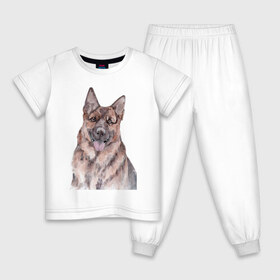 Детская пижама хлопок с принтом Овчарка в Новосибирске, 100% хлопок |  брюки и футболка прямого кроя, без карманов, на брюках мягкая резинка на поясе и по низу штанин
 | акварель | животные | звери | краски | овчарка | песокафе | питомцы | рисунок | собаки