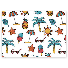 Поздравительная открытка с принтом Отпуск в Новосибирске, 100% бумага | плотность бумаги 280 г/м2, матовая, на обратной стороне линовка и место для марки
 | summer | ананас | ананасы | гаваи | гавайская | звезда | звёзды | зонт | лето | мороженное | отдых | отпуск | очки | пальма | пальмы | пляж | солнце | туризм | туристическая