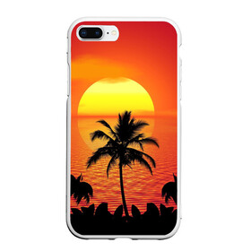 Чехол для iPhone 7Plus/8 Plus матовый с принтом Пальмы на фоне моря в Новосибирске, Силикон | Область печати: задняя сторона чехла, без боковых панелей | summer | восход | гаваи | гавайская | закат | лето | море | океан | отдых | отпуск | пальма | пальмы | солнце | туризм | туристическая