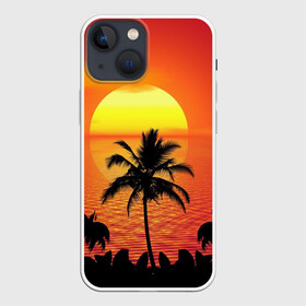 Чехол для iPhone 13 mini с принтом Пальмы на фоне моря в Новосибирске,  |  | summer | восход | гаваи | гавайская | закат | лето | море | океан | отдых | отпуск | пальма | пальмы | солнце | туризм | туристическая