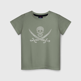 Детская футболка хлопок с принтом Pirate  в Новосибирске, 100% хлопок | круглый вырез горловины, полуприлегающий силуэт, длина до линии бедер | веселый роджер | пират | пиратский флаг | пираты карибского моря | флаг | череп