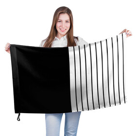 Флаг 3D с принтом Dark knite в Новосибирске, 100% полиэстер | плотность ткани — 95 г/м2, размер — 67 х 109 см. Принт наносится с одной стороны | Тематика изображения на принте: artwork | dark knite | two face | линии | полоски