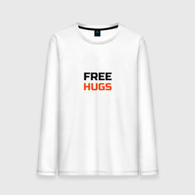 Мужской лонгслив хлопок с принтом free,hugs,бесплатные,обнимашки в Новосибирске, 100% хлопок |  | 