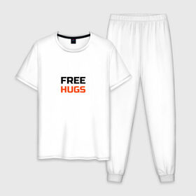 Мужская пижама хлопок с принтом free,hugs,бесплатные,обнимашки в Новосибирске, 100% хлопок | брюки и футболка прямого кроя, без карманов, на брюках мягкая резинка на поясе и по низу штанин
 | 