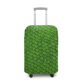 Чехол для чемодана 3D с принтом зелёная чешуя  в Новосибирске, 86% полиэфир, 14% спандекс | двустороннее нанесение принта, прорези для ручек и колес | чешуя | чешуя ящерицы