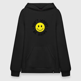 Худи SuperOversize хлопок с принтом DONT WORRY BE HAPPY в Новосибирске, 70% хлопок, 30% полиэстер, мягкий начес внутри | карман-кенгуру, эластичная резинка на манжетах и по нижней кромке, двухслойный капюшон
 | Тематика изображения на принте: bob marley | dont worry | face | happy | jamayka | music | smile | боб марли | веселье | музыка | не парься | смайлик | счастье | цитаты