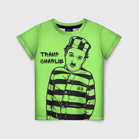 Детская футболка 3D с принтом Tramp Charlie в Новосибирске, 100% гипоаллергенный полиэфир | прямой крой, круглый вырез горловины, длина до линии бедер, чуть спущенное плечо, ткань немного тянется | актер | кино | смех | чарли