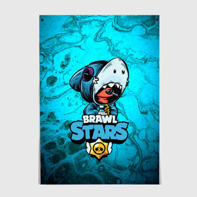 Постер с принтом BRAWL STARS LEON SHARK в Новосибирске, 100% бумага
 | бумага, плотность 150 мг. Матовая, но за счет высокого коэффициента гладкости имеет небольшой блеск и дает на свету блики, но в отличии от глянцевой бумаги не покрыта лаком | brawl | brawl stars | brawlstars | crow | fire | flame | game | leon | loen | phoenix | shark | star | stars | акула | бравл | браво | вода | звезда | звезды | игра | леон | огонь | пламя | стар | старс | феникс