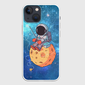 Чехол для iPhone 13 mini с принтом Космонавт в Новосибирске,  |  | art | astronaut | cosmonaut | fishing | fishing rod | man | planet | space | stars | арт | астронавт | звезды | космонавт | космос | планета | рыбалка | удочка | человек