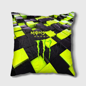 Подушка 3D с принтом MONSTER ENERGY в Новосибирске, наволочка – 100% полиэстер, наполнитель – холлофайбер (легкий наполнитель, не вызывает аллергию). | состоит из подушки и наволочки. Наволочка на молнии, легко снимается для стирки | energy | monster energy | кофеин | монстр | монстр энерджи | напиток | таурин | энергетик | энергетический напиток