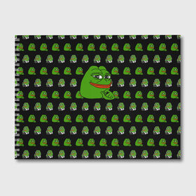 Альбом для рисования с принтом Frog Pepe в Новосибирске, 100% бумага
 | матовая бумага, плотность 200 мг. | Тематика изображения на принте: meme | жаба | звук | лягушка | майнкрафт | мем | пепа | пепе | скин