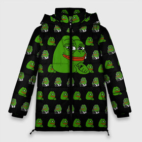 Женская зимняя куртка 3D с принтом Frog Pepe в Новосибирске, верх — 100% полиэстер; подкладка — 100% полиэстер; утеплитель — 100% полиэстер | длина ниже бедра, силуэт Оверсайз. Есть воротник-стойка, отстегивающийся капюшон и ветрозащитная планка. 

Боковые карманы с листочкой на кнопках и внутренний карман на молнии | meme | жаба | звук | лягушка | майнкрафт | мем | пепа | пепе | скин