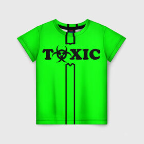 Детская футболка 3D с принтом toxic в Новосибирске, 100% гипоаллергенный полиэфир | прямой крой, круглый вырез горловины, длина до линии бедер, чуть спущенное плечо, ткань немного тянется | Тематика изображения на принте: toxic | противогаз | токсик | токсичный | ядовитый