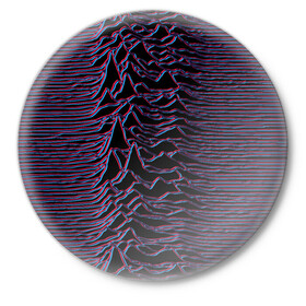 Значок с принтом Joy Division Glitch в Новосибирске,  металл | круглая форма, металлическая застежка в виде булавки | Тематика изображения на принте: glitch | ian curtis | joy division | rock | unknown pleasures | глюк | иэн кёртис | рок