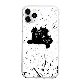 Чехол для iPhone 11 Pro матовый с принтом Черные котейки в Новосибирске, Силикон |  | Тематика изображения на принте: baby | cat | cute | kitty | аниме | анимешные | брызги красок | глаза | детям | животные | зверек | кавайный | киска | кот | котята | кошак | кошечка | кошка | малыши | милые | мордочка | няшные | прикольные
