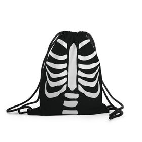 Рюкзак-мешок 3D с принтом СКЕЛЕТ в Новосибирске, 100% полиэстер | плотность ткани — 200 г/м2, размер — 35 х 45 см; лямки — толстые шнурки, застежка на шнуровке, без карманов и подкладки | halloween | skeleton | кости | скелет | хэллоуин