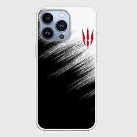 Чехол для iPhone 13 Pro с принтом The Witcher в Новосибирске,  |  | game | witcher | абстракция | ведьмак | геральт | игра | когти | краска | сериал | след | текстура | черно белое