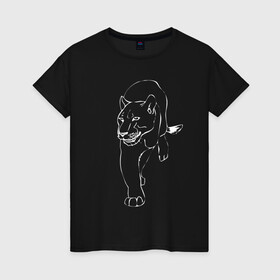 Женская футболка хлопок с принтом Пантера в Новосибирске, 100% хлопок | прямой крой, круглый вырез горловины, длина до линии бедер, слегка спущенное плечо | дикий | животное | зверь | кот | кошка | опасный | пантера | пума | хищник | ягуар
