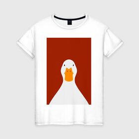 Женская футболка хлопок с принтом Утка в Новосибирске, 100% хлопок | прямой крой, круглый вырез горловины, длина до линии бедер, слегка спущенное плечо | иллюстрация | мем | мемы | рисунок | смешно | современно | утка