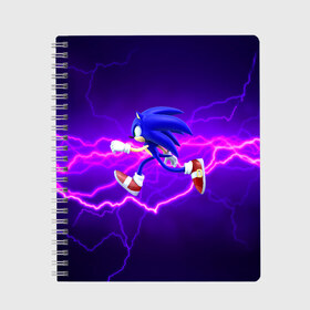 Тетрадь с принтом Sonic Storm в Новосибирске, 100% бумага | 48 листов, плотность листов — 60 г/м2, плотность картонной обложки — 250 г/м2. Листы скреплены сбоку удобной пружинной спиралью. Уголки страниц и обложки скругленные. Цвет линий — светло-серый
 | hedgehog | metal sonic | silver | silver the hedgehog | sonic | sonic boom | sonic the hedgehog | ёж сонник | игры | соник | фильмы