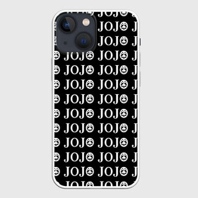 Чехол для iPhone 13 mini с принтом JOJOJOJOJOJOJOJOJ BLACK в Новосибирске,  |  | anime | jojo | jojo’s bizarre adventure | аниме | анимэ | биззаре адвенчер | джо | джо джо | джоджо | джонатан джостар | дзёсукэ хигасиката | дзётаро кудзё | жожо | игги | кира | лого | манга | невероятные приключения