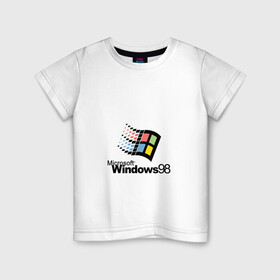 Детская футболка хлопок с принтом Windows 98 в Новосибирске, 100% хлопок | круглый вырез горловины, полуприлегающий силуэт, длина до линии бедер | microsoft | windows | windows98 | виндовс | майкрософт
