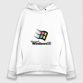 Женское худи Oversize хлопок с принтом Windows 98 в Новосибирске, френч-терри — 70% хлопок, 30% полиэстер. Мягкий теплый начес внутри —100% хлопок | боковые карманы, эластичные манжеты и нижняя кромка, капюшон на магнитной кнопке | Тематика изображения на принте: microsoft | windows | windows98 | виндовс | майкрософт