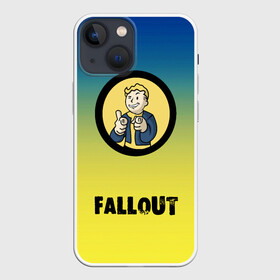 Чехол для iPhone 13 mini с принтом Fallout Фоллаут в Новосибирске,  |  | boy | fallout | new vegas | nuka cola | апокалипсис | бандиты | вегас | война | градиент | девочкам | детям | игра | логотипы игр | мальчикам | оружие | парни | пистолеты | подростковые | постапокалипсис | убежище