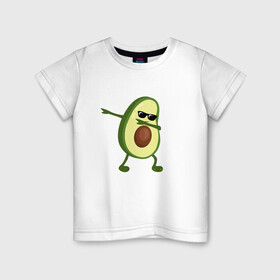 Детская футболка хлопок с принтом Авокадо дэб в Новосибирске, 100% хлопок | круглый вырез горловины, полуприлегающий силуэт, длина до линии бедер | dab | авокадо | даб | дэб | мем | очки | фрукт