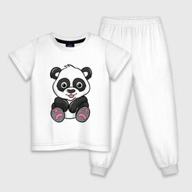Детская пижама хлопок с принтом Панда в Новосибирске, 100% хлопок |  брюки и футболка прямого кроя, без карманов, на брюках мягкая резинка на поясе и по низу штанин
 | животные | медведи | медведь | милая панда | панда | панды