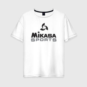 Женская футболка хлопок Oversize с принтом MIKASA SPORTS в Новосибирске, 100% хлопок | свободный крой, круглый ворот, спущенный рукав, длина до линии бедер
 | beach | mikasa | voleybal | volleyball | волебол | волейбол | волейболист | волейболистка | воллейбол | микаса | пляжный