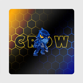 Магнит виниловый Квадрат с принтом BRAWL STARS CROW / ВОРОН в Новосибирске, полимерный материал с магнитным слоем | размер 9*9 см, закругленные углы | Тематика изображения на принте: 8 bit | 8бит | brawl | cnfhc | crow | hfdk | leon | logo | sandy | skull | spike | stars | бравл | бравла | браво | ворон | игра | игры | икфцд | кроу | леон | лого | логотип | символ | спайк | старс | старса | сэнди | череп | ыефкы