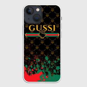 Чехол для iPhone 13 mini с принтом GUSSI   ГУСИ в Новосибирске,  |  | anti | antibrand | brand | fashion | gucci | gusi | gussi | logo | meme | memes | анти | антибренд | бренд | гуси | гуччи | забавные | лого | логотип | мем | мемы | мода | прикол | приколы | прикольные | символ