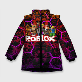 Зимняя куртка для девочек 3D с принтом Roblox Роблокс в Новосибирске, ткань верха — 100% полиэстер; подклад — 100% полиэстер, утеплитель — 100% полиэстер. | длина ниже бедра, удлиненная спинка, воротник стойка и отстегивающийся капюшон. Есть боковые карманы с листочкой на кнопках, утяжки по низу изделия и внутренний карман на молнии. 

Предусмотрены светоотражающий принт на спинке, радужный светоотражающий элемент на пуллере молнии и на резинке для утяжки. | game | gamer | logo | minecraft | roblox | roblox simulator | simulator | игра | код роблокс | конструктор | лого | майнкрафт | роблокс | роблокс симулятор | симулятор | строительство | фигура