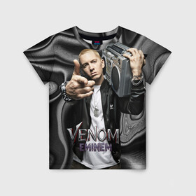 Детская футболка 3D с принтом Eminem-Venom в Новосибирске, 100% гипоаллергенный полиэфир | прямой крой, круглый вырез горловины, длина до линии бедер, чуть спущенное плечо, ткань немного тянется | Тематика изображения на принте: eminem | rap | venom eminem | рэп | хип хоп | эминем