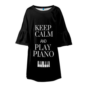 Детское платье 3D с принтом Keep calm and play piano в Новосибирске, 100% полиэстер | прямой силуэт, чуть расширенный к низу. Круглая горловина, на рукавах — воланы | keep calm and play piano | piano | клавиши | музыка | музыкант | пианисты | фортепиано